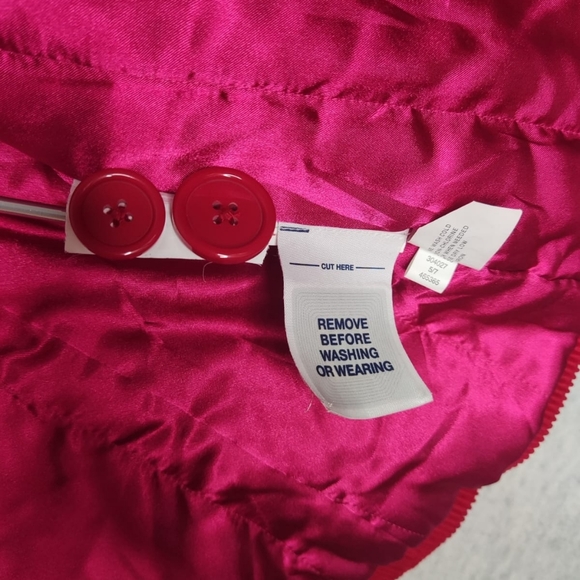 Women’s Vibrant Red Corduroy Double Breasted Jacket Sz L Insulated Lining Coat - Picture 14 of 16